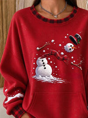 Casual Plaid Crew Neck Long Sleeve Sweatshirt