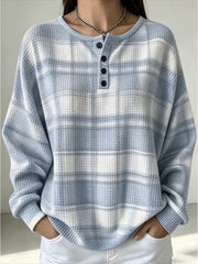 Casual Plaid Crew Neck Long Sleeve Sweatshirt