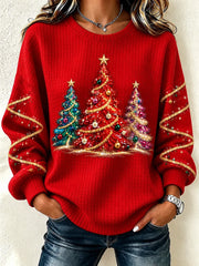 Vintage Sparkly Christmas Crew Neck Long Sleeve Sweatshirt