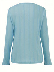 Crew Neck Long Sleeve Plain Regular Fit Blouse