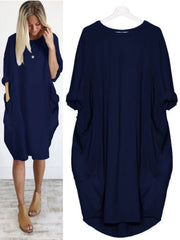 Solid Crew Neck Short Sleeve Loose Blouse