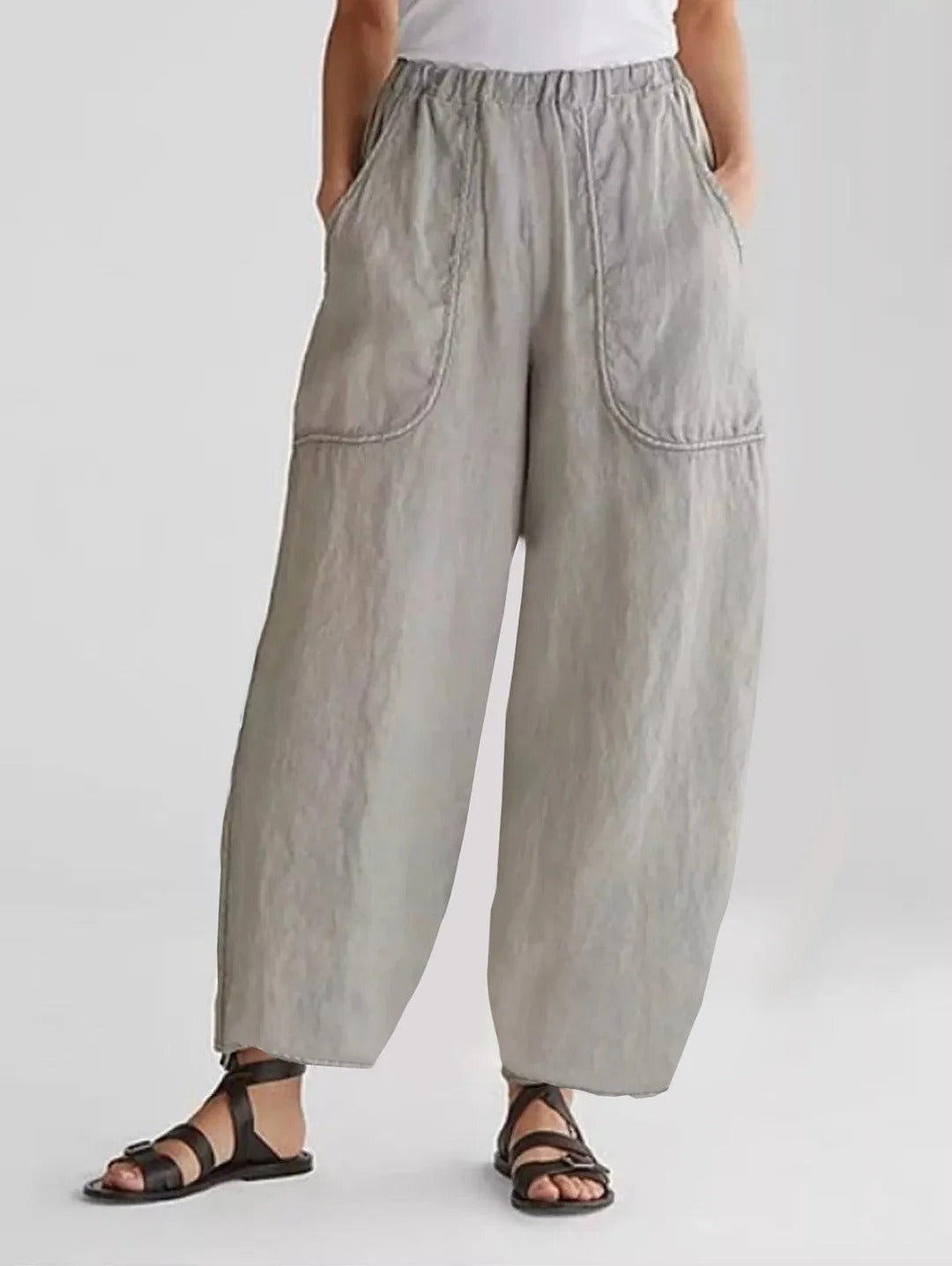 Solid Patched Pockets Casual Pants Main image