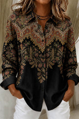 Women's Multi Floral Collar Neck Long Sleeve Shirt