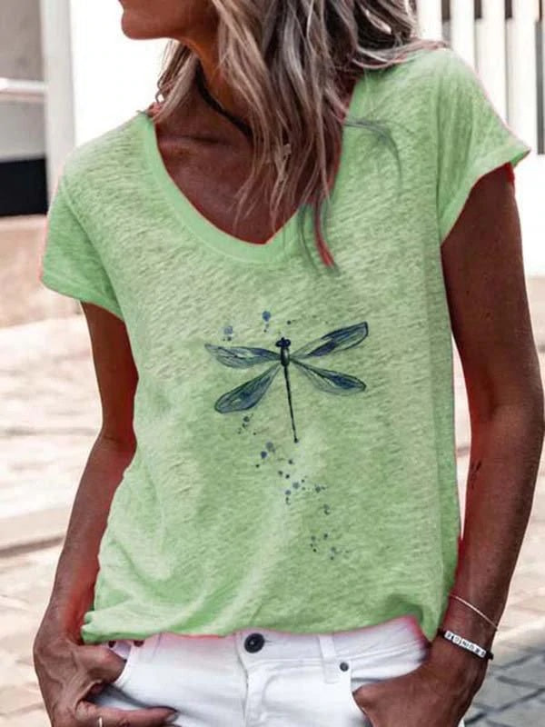 Printed Casual Short Sleeve Cotton-Blend Shirts & Tops