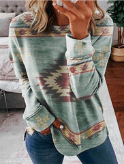Geometric Print Crew Neck Long Sleeves Sweatshirt