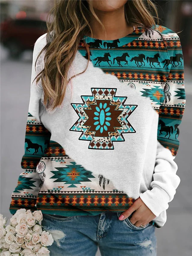 Animal 3D Print Crew Neck Long Sleeves Sweatshirt