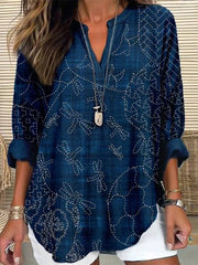 Casual V-neck Long Sleeve Tops