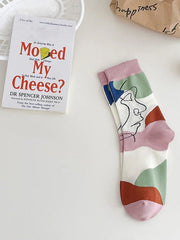 Trendy Abstract Face Pattern Comfortable Everyday Versatile Socks
