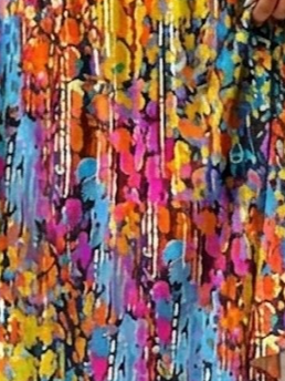 Women Abstract Summer V Neck Short Sleeve A-Line Midi Dress