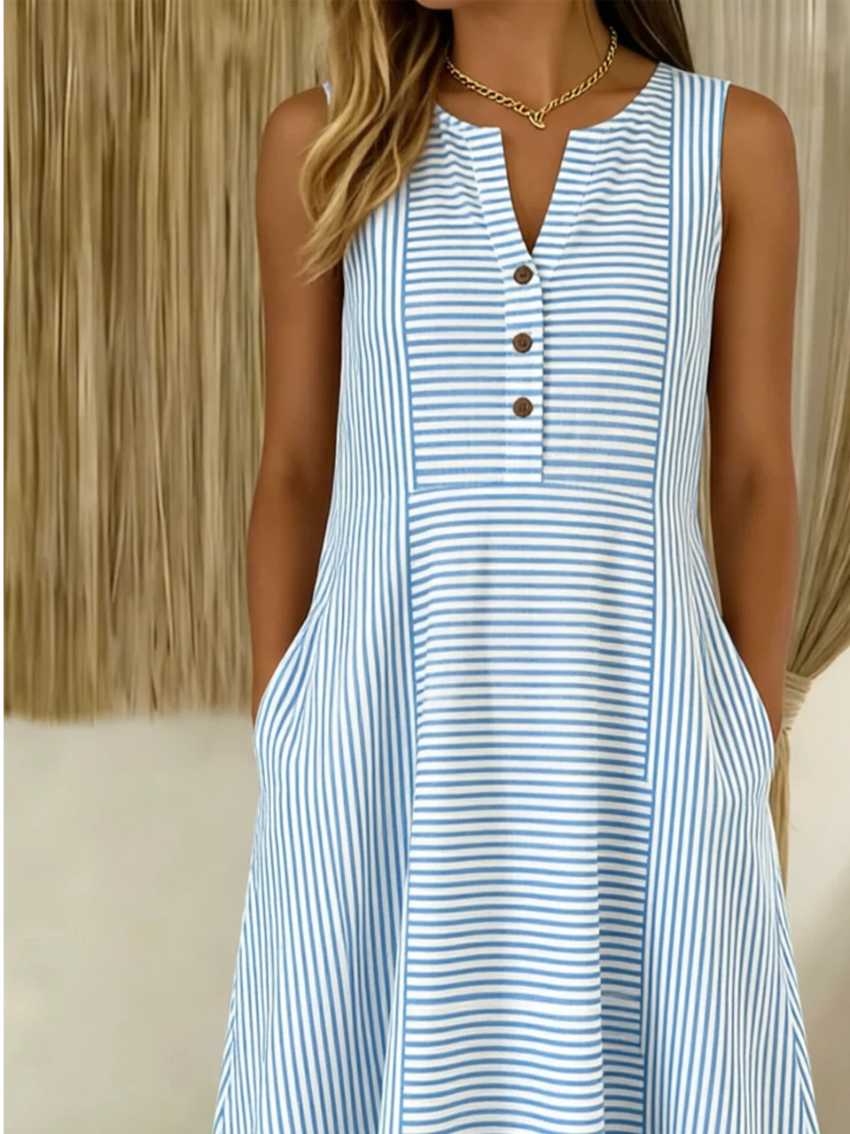 Loose Casual Striped Dress With No Belt