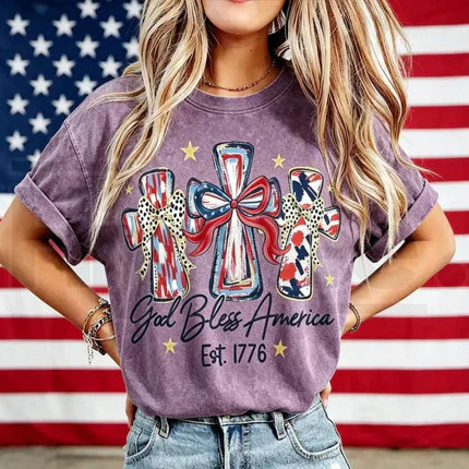 God Bless America Vintage T-Shirt ¨C USA 250th Anniversary Washed Graphic Tee