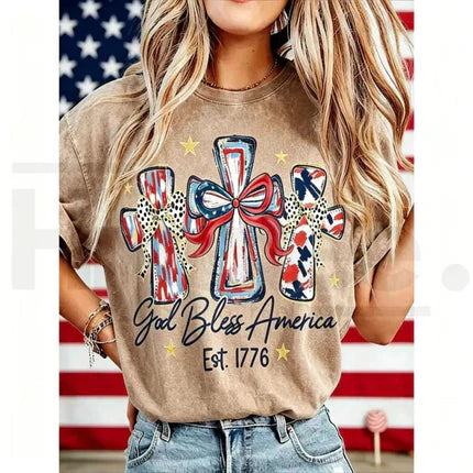 God Bless America Vintage T-Shirt ¨C USA 250th Anniversary Washed Graphic Tee