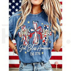 God Bless America Vintage T-Shirt ¨C USA 250th Anniversary Washed Graphic Tee