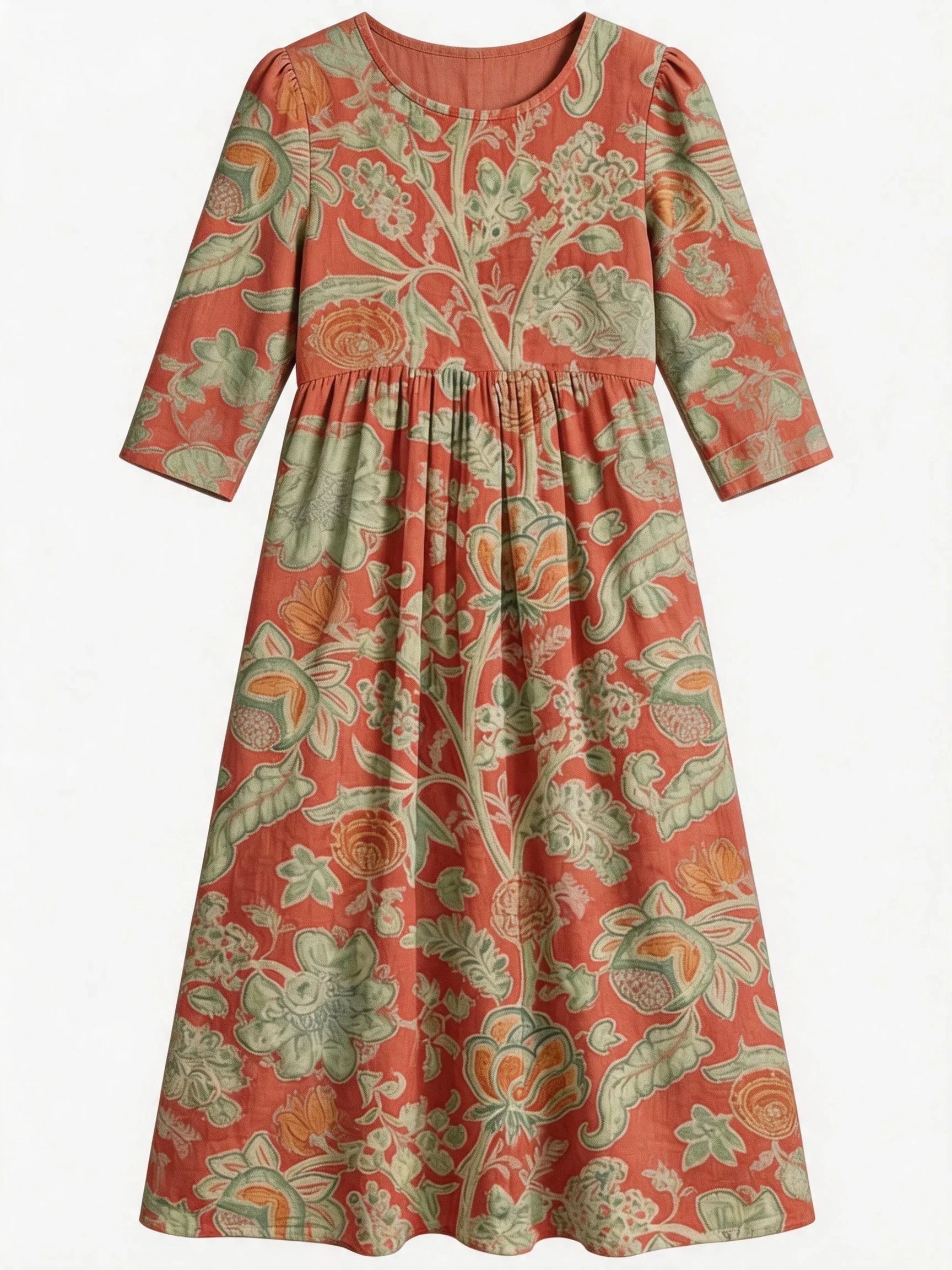 Women Floral Summer Dress Crew Neck Half Sleeve A-Line Maxi Dress