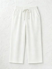 Women's Solid Color Breathable Linen Blend Casual Capri Pants For Daily Wear