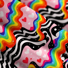 Groovy Melty Rainbow Hearts Wavy Wide Strap Maxi Dress
