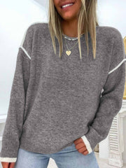 Plain Long Sleeve Round Neck Sweater