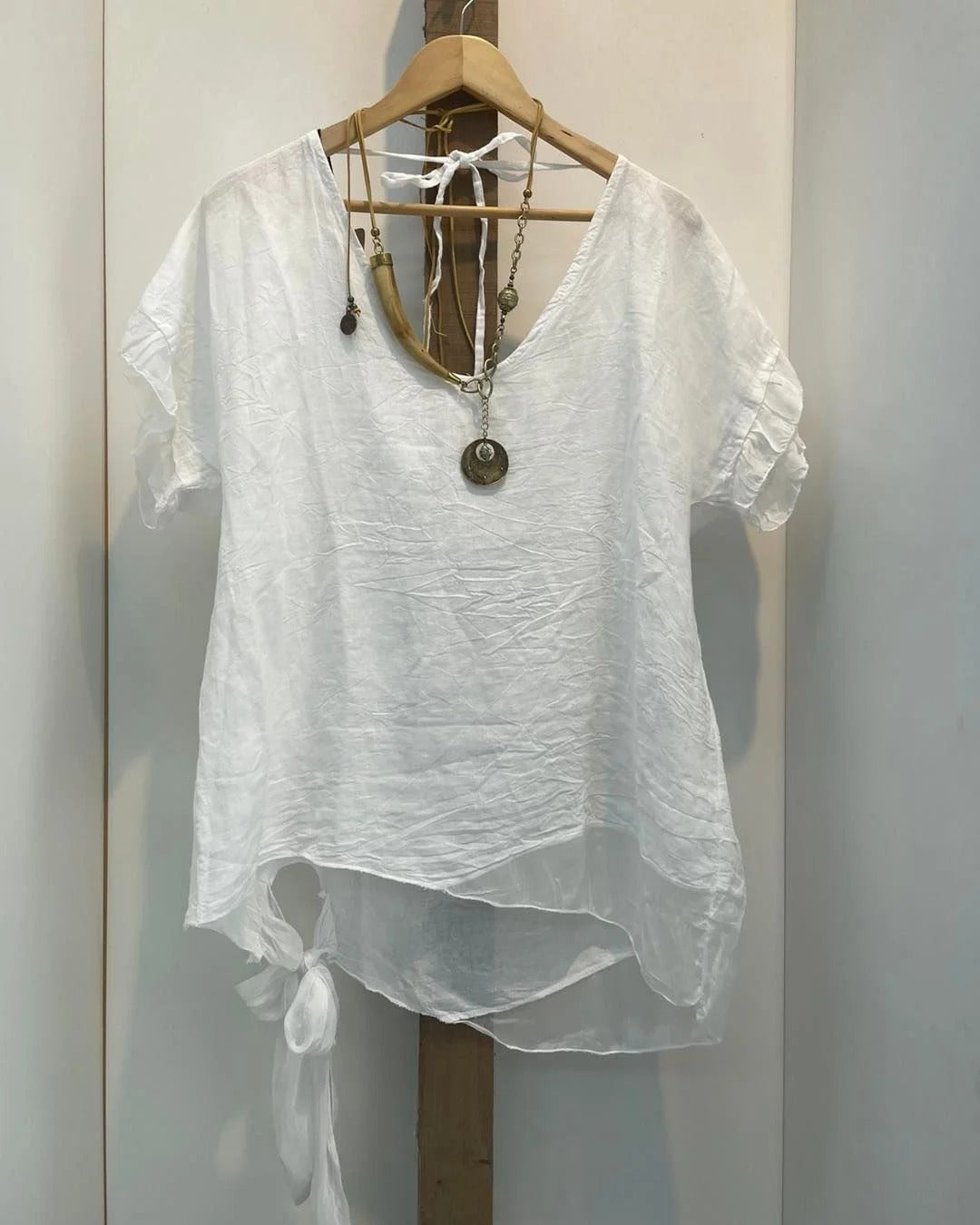 Plus Size Irregular Hem Solid Lace-Up T-Shirt