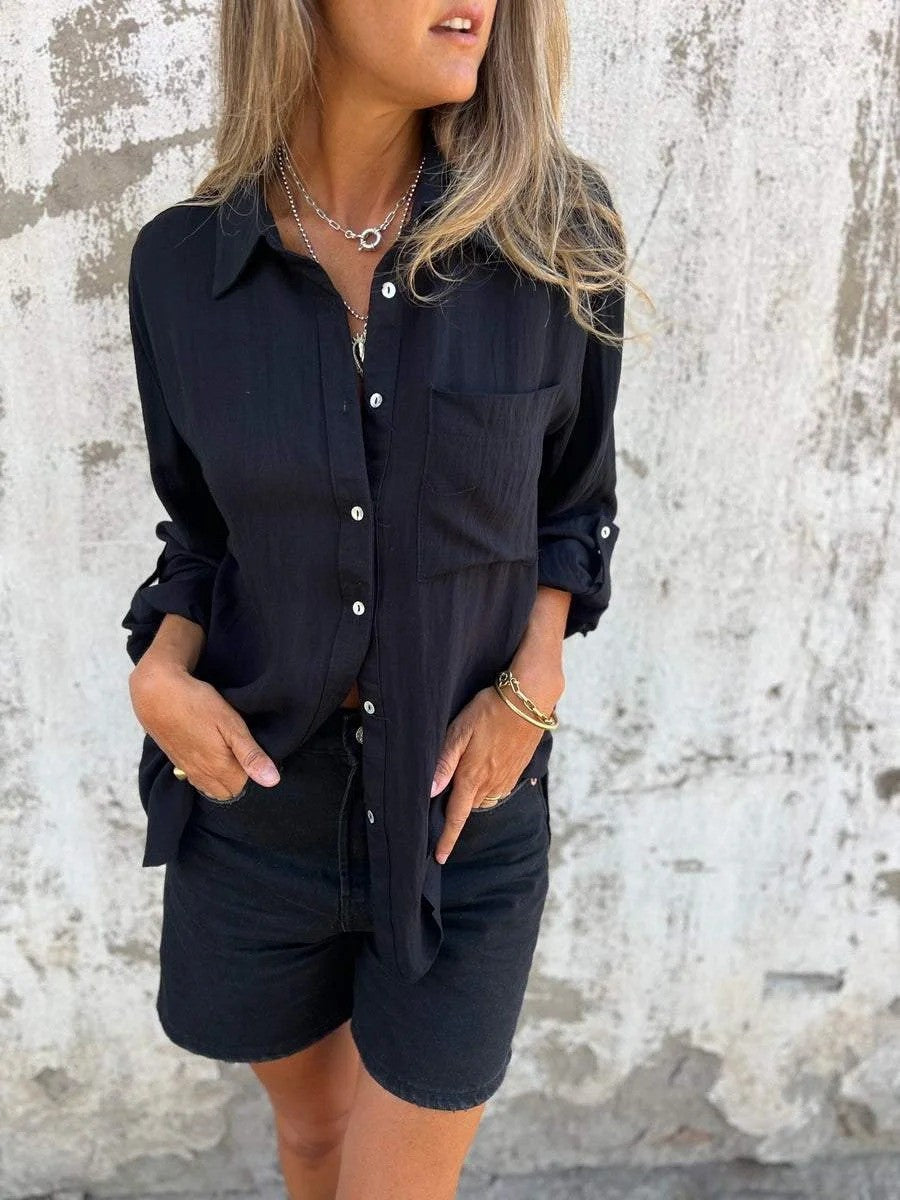 Summer Cotton Spandex Half Sleeve Lapel White T-Shirt