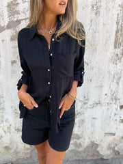 Summer Cotton Spandex Half Sleeve Lapel White T-Shirt