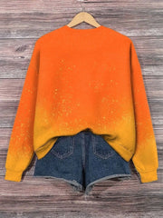 Halloween Pumpkin Print Crew Neck Sweatshirt