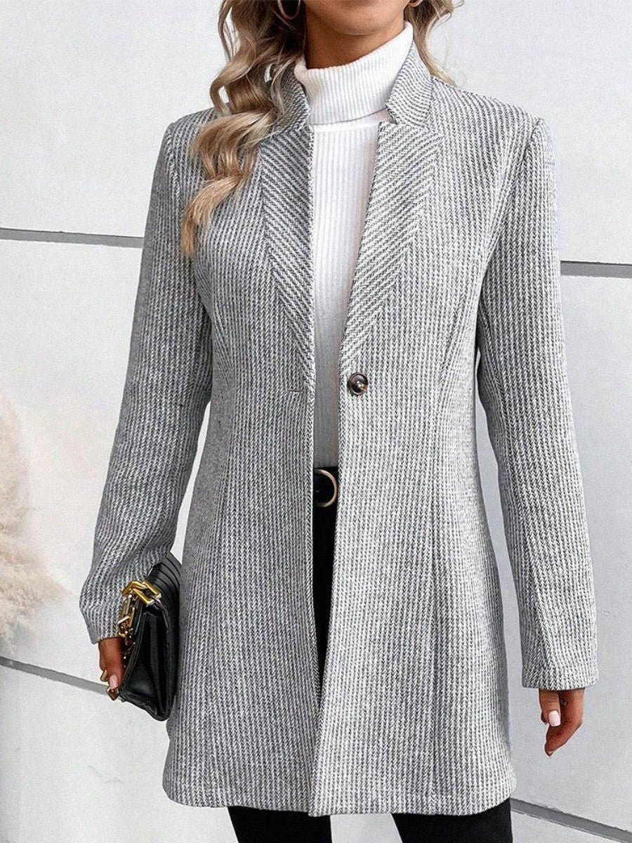 Plain Collarless Long Sleeve Casual Outerwear
