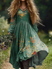 Chic Floral Print Vintage Dress