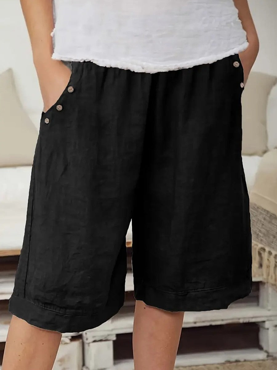 Basic Solid Color Casual Shorts
