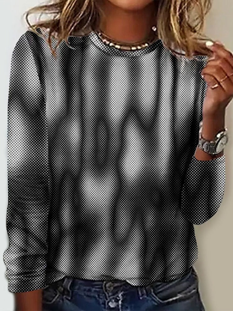 Abstract Crew Neck Long Sleeve Casual T-shirt Main image