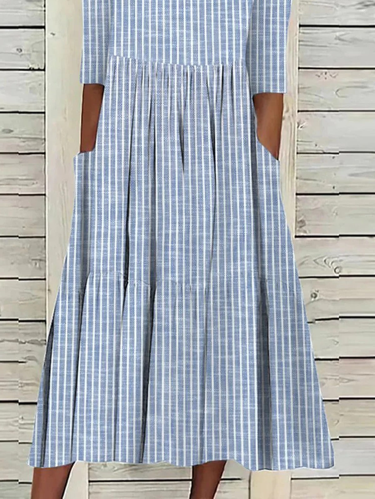 Women's Casual Dress Striped Crew Neck Half Sleeve Midi Dress Secondary image