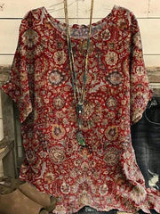 Paisley Loose Crew Neck Casual Shirt