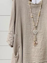 Plain Cotton Loose Casual Half Sleeve Shirt