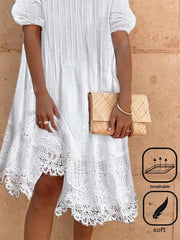 Plain Lace Casual Cotton Midi Dress