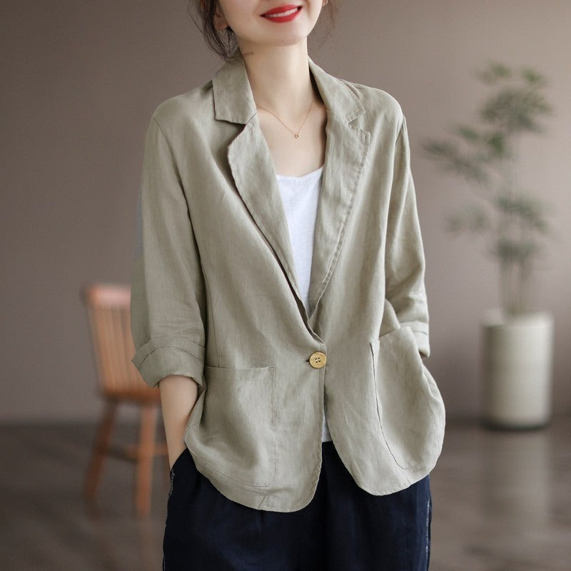 Plain Lapel Collar Casual Loose Fit Blazer