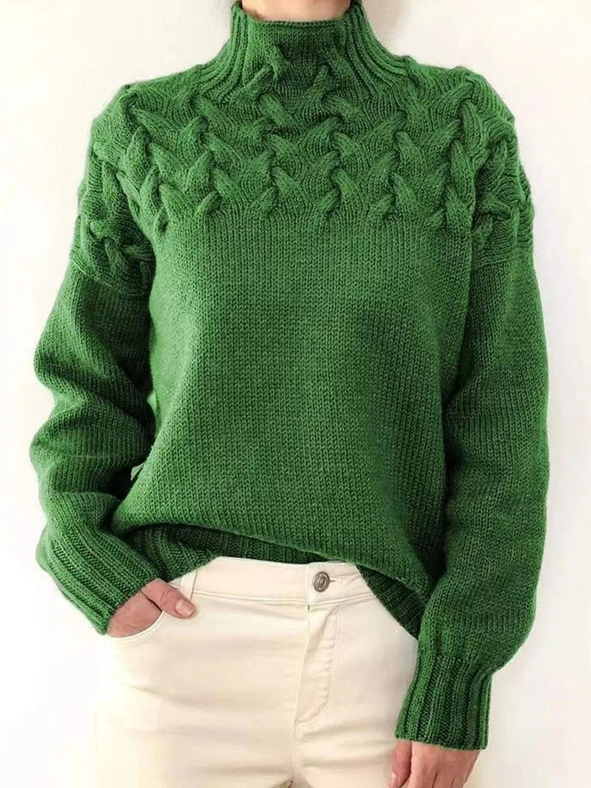 Plain Casual Turtleneck Long Sleeve Comfy Yarn/Wool Yarn Sweater