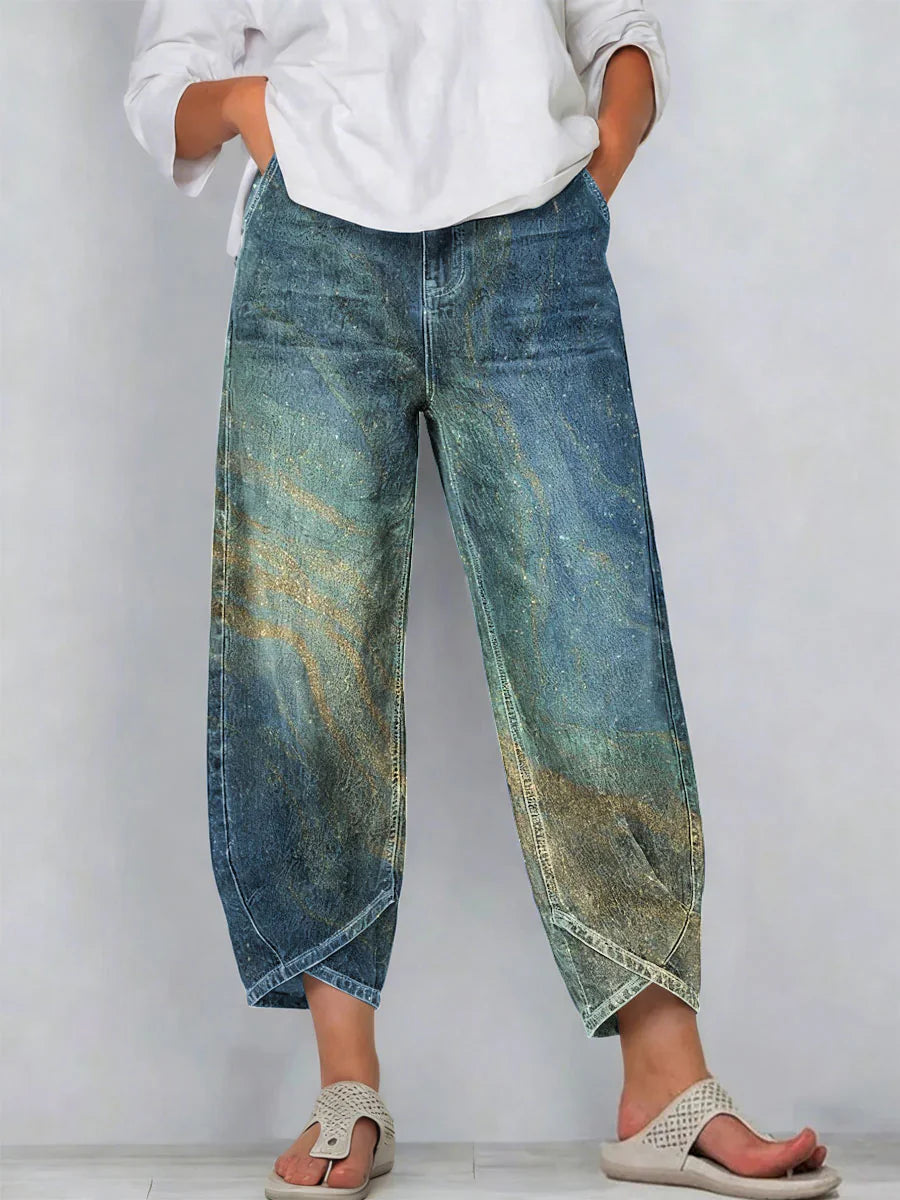 Vintage Flowers Floral Patterns Art Prints Chic Cotton Pants