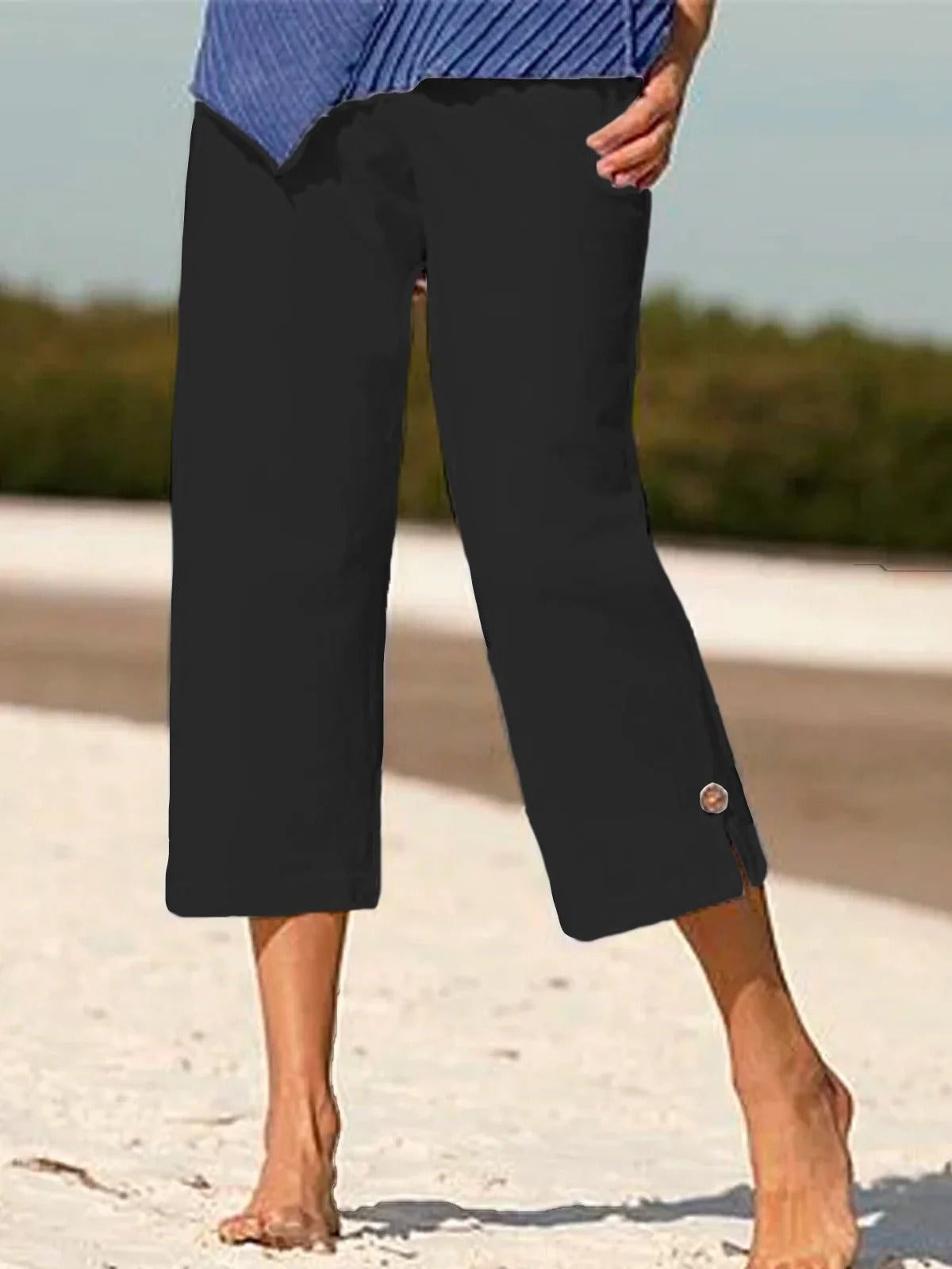 Cotton & Linen Loose Plain Casual Pants