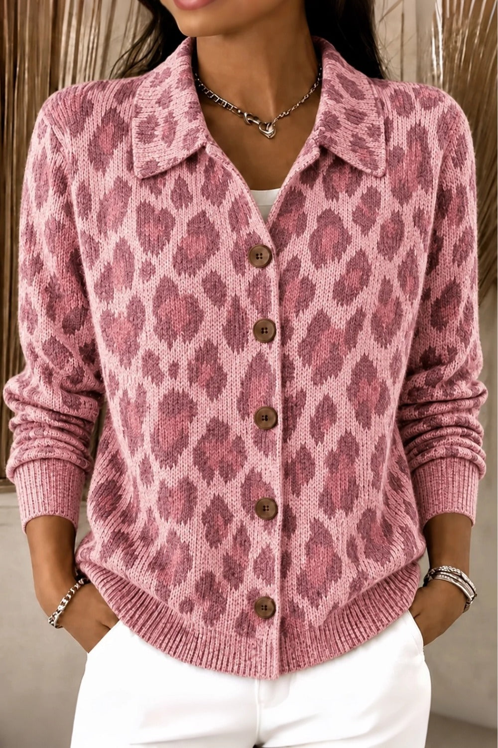 Women Regular Fit Vintage Knit Plain Comfy Casual Cardigan
