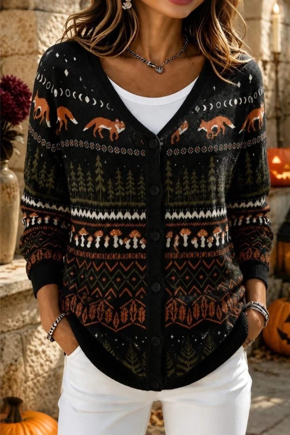 Women Animal Long Sleeve Comfy Casual Cardigan