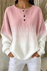 Women Abstract Henley Collar Long Sleeve Sweatshirt