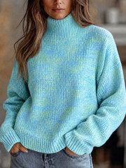 Women's Retro Ethnic Knit Ombre Turtleneck Pullover Sweater
