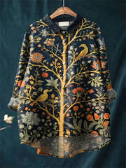 Women's Indian Art Print Casual Long Sleeve Shirt