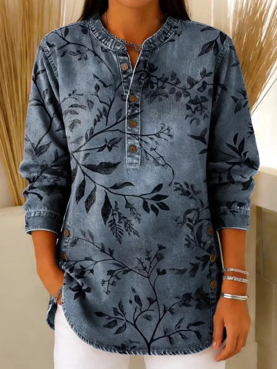 Women's Vintage Floral Pattern Art Print Casual Shirt