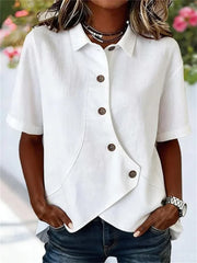 Casual Solid Color Short Sleeve Blouse