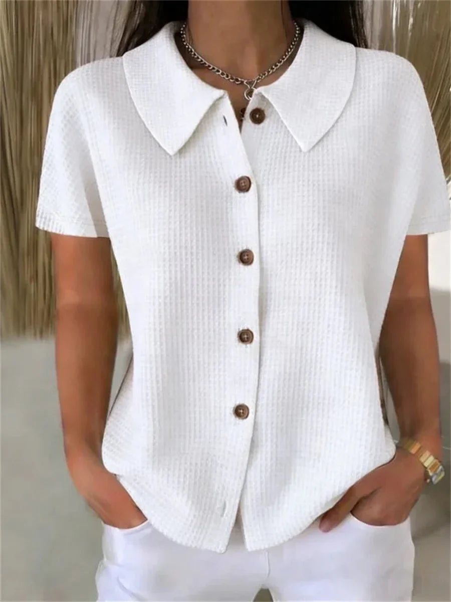 Casual Solid Colour Short Sleeve Blouse