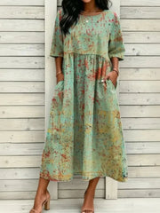 Vintage Casual Round Neck Half Sleeve Dress