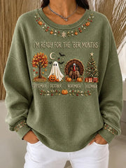 Casual Maple Leaf Crew Neck Long Sleeve Sweatshirt