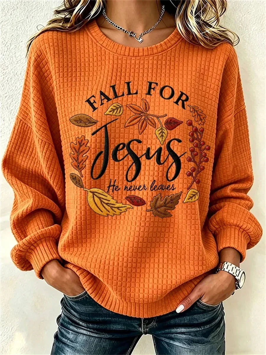Casual Maple Leaf Crew Neck Long Sleeve Sweatshirt
