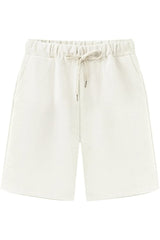 Solid Color with Pockets Elastic Waist Shorts