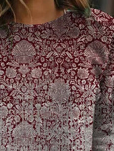 Tribal Print Round Neck Long Sleeves Sweatshirt